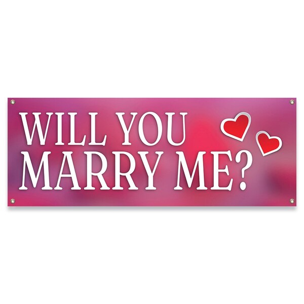 Will You Marry Me Banner Concession Stand Food Truck Single Sided